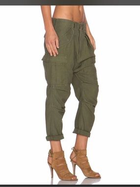 NLST Army Drop Crotch Harem Cargo Pants 26 Olive Green Utility Military Y2K